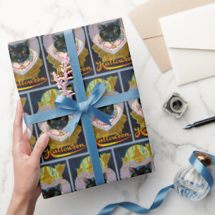 Papier Cadeau Enveloppe vintage de partie de sorcière de chat