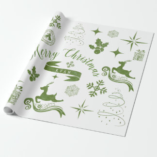 Papier Cadeau Enveloppe vintage personnalisée de Noël vert et
