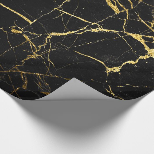 Papier Cadeau enveloppement cadeau en or et en marbre noir (Coin)