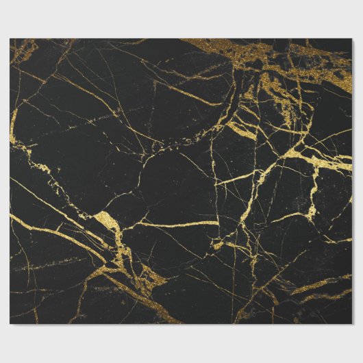Papier Cadeau enveloppement cadeau en or et en marbre noir (Plat)