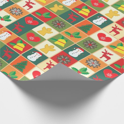 Papier Cadeau Enveloppement cadeau look rétro. Papier de Noël mu (Coin)