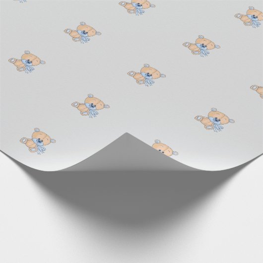 Papier Cadeau Enveloppement cadeau Ours en Teddy mignon en bleu  (Coin)