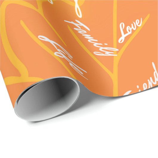Papier Cadeau Enveloppement Cadeau Thanksgiving 04- Feuille - Or (Coin rond)