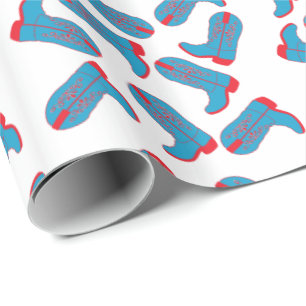 Papier Cadeau Enveloppement De Cadeaux De Boots De Cowboy Bleus