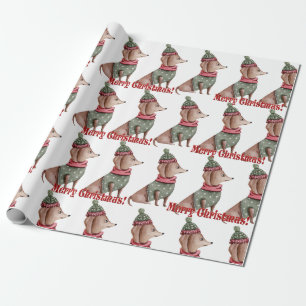 Papier Cadeau Enveloppement de Noël Casquette vert et Sweater Da