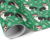 Papier Cadeau Enveloppement de Noël de Corgi couleur Tri (Coin rond)