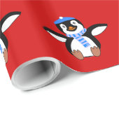 Papier Cadeau Enveloppement de Noël de pingouin personnalisé (Coin rond)