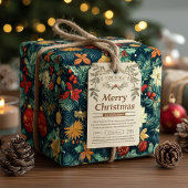 Papier Cadeau Enveloppement de Noël floral et ornement personnal