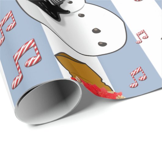 Papier Cadeau Enveloppement de Noël Snowman Bleu et Blanc (Coin rond)
