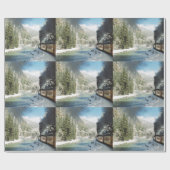 Papier Cadeau Enveloppement du train d'hiver (Plat)