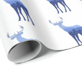 Papier Cadeau Enveloppement Papier-Bleu Cerf/Elc (Coin rond)