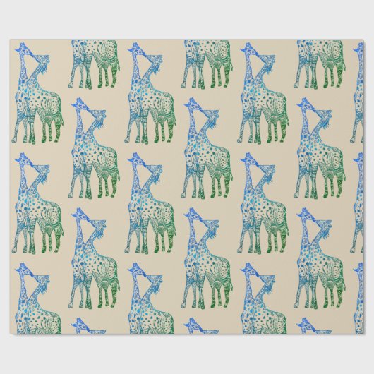 Papier Cadeau Enveloppement Papier Giraffes Art (Plat)
