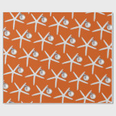 Papier Cadeau Envelopper Cadeau de Noël Orange Motif Starfish (Plat)