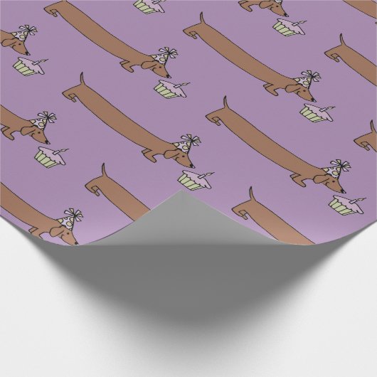 Papier Cadeau Envelopper Dachshund Avec Cupcake (Coin)