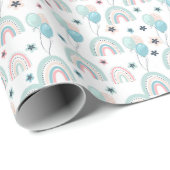 Papier Cadeau Envelopper le papier avec des ballons et des arcs- (Coin rond)