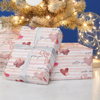 Papier Cadeau Envelopper le papier avec les coeurs