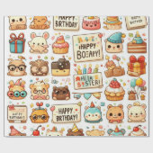 Papier Cadeau Envelopper le thème d'anniversaire du papier (Plat)