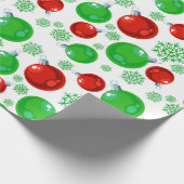 Papier Cadeau Envelopper motif d'ampoule rouge vert de Noël (Coin)
