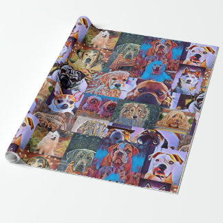 Papier Cadeau Envelopper Papier Chien Chien Chien Chiens Collage