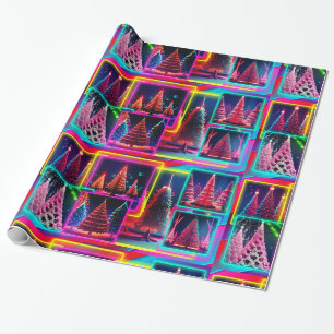 Papier Cadeau Enveloppes brillantes et fluorescentes d'arbres de
