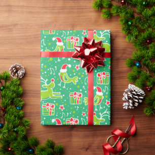 Papier Cadeau Enveloppes musicales ornithologie rouge de Noël