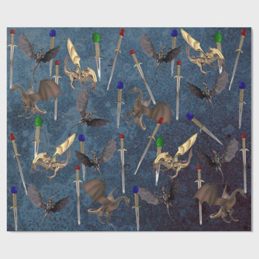 Papier Cadeau Épée et dragon (Plat)