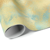 Papier Cadeau Éperche Aqua Gold Glitz (Coin rond)