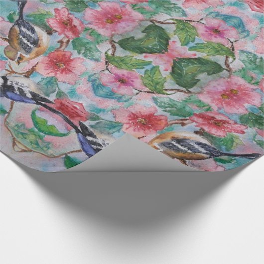 Papier Cadeau Éperons Envelopper les oiseaux et les fleurs en pa (Coin)