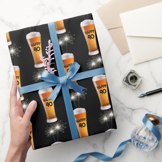 Papier Cadeau Éperviers En Verre De Bière 40e Anniversaire (Cadeaux)