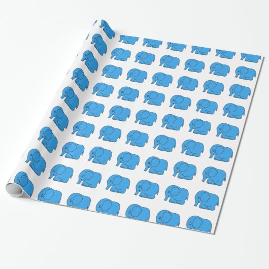 Papier Cadeau Ephant bleu à point croisé drôle (Déroulé)