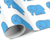 Papier Cadeau Ephant bleu à point croisé drôle (Coin rond)