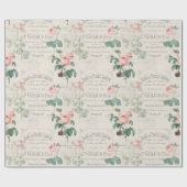 Papier Cadeau Ephemera Rose Redoute français antique (Plat)