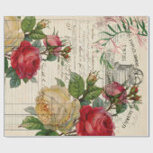 Papier Cadeau Ephémère rose et florale (Plat)