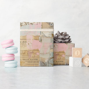 Papier Cadeau Ephémère vintage : Rêves Roses