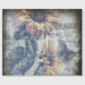 Papier Cadeau Ephémérologie du papillon de tournesol rustique (Plat)