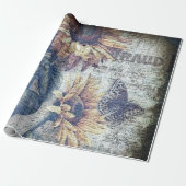 Papier Cadeau Ephémérologie du papillon de tournesol rustique (Déroulé)