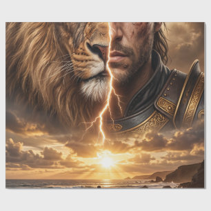Papier cadeau Epic Lion and Warrior Sunset