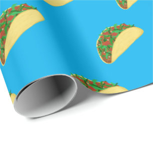 Papier Cadeau Épicé ! Motif délicieux de taco sur le bleu
