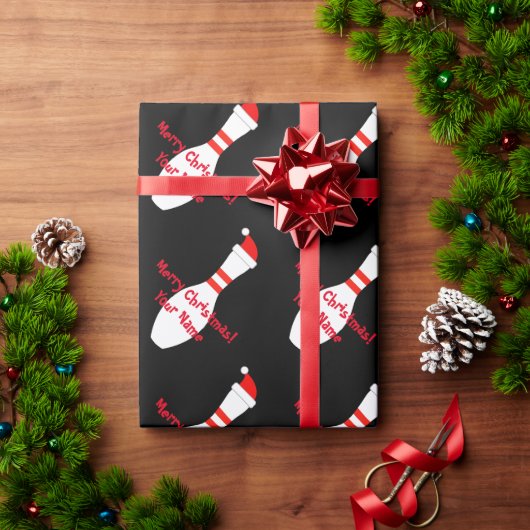 Papier Cadeau Épingle de bowling avec chapeau de Père Noël perso (Cadeau de vacances)