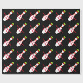 Papier Cadeau Épingle de bowling avec elf casquette personnalisé (Plat)