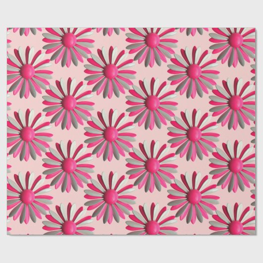 Papier Cadeau Épingle de Fleur Marguerite Rose Printemps Été Mar (Plat)