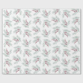 Papier Cadeau Épingle des fêtes de feuilles & baies (Plat)