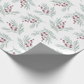 Papier Cadeau Épingle des fêtes de feuilles & baies (Coin)