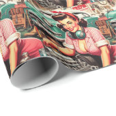 Papier Cadeau Épingle mécanique mignonne (Coin rond)