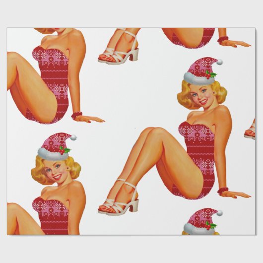 Papier Cadeau épingle moche de pull de noël (Plat)