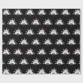 Papier Cadeau épingles de quilles blanches sur noir (Plat)