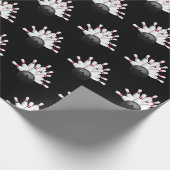 Papier Cadeau épingles de quilles blanches sur noir (Coin)