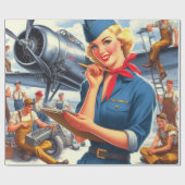 Papier Cadeau Épiningle d'avion vintage (Plat)