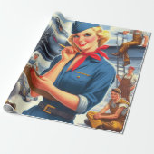 Papier Cadeau Épiningle d'avion vintage (Déroulé)