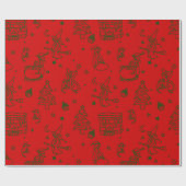 Papier Cadeau épiphanie noël sorcière befana rouge (Plat)